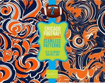 PRINTABLE Tiles 12x12 Chicago Football Inspired Seamless Digital Patterns, Instant Download, High Resolution 300 dpi JPG Files