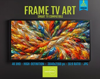 Colorful Feathers Abstract Print for Samsung FRAME TV - Oil Painting Art | Modern Living Room Decor | 4K HD Screensaver