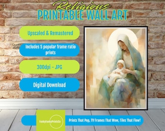 Virgin Mary and Baby Jesus Print: Christian Nativity Artwork (Digital Download)