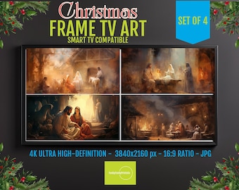 Nativity Scene - Samsung Frame TV Art, Vintage Christmas Religious Decor, Digital Download Screensaver for Holiday Home Decoration