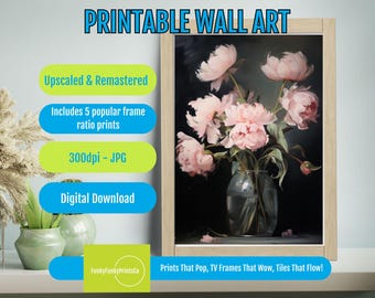Pink Peony Wall Art - Digital Flower Print - Elegant Botanical Decor - Modern Floral PRINTABLE Pastel Peony Art for Home Decor