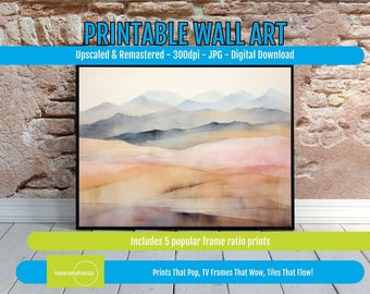 Mountain Wall Art PRINTABLE for Rustic Landscape Decor, Vibrant Scenic Nature Digital Download for Modern Home Design & Gift for Her