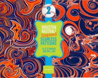 12x12 Seamless Tiles - Houston Baseball-Inspired Colors - Set of 2 - PRINTABLE Patterns | Digital Papers | 300dpi JPG | Seamless Pattern