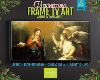 Annunciation Art Print: Mary and Gabriel - Ethereal Light Scene