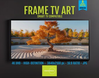 Autumn Tree TV Art for Samsung Frame - Japanese Garden, Peaceful Fall Nature, Zen Tranquility, Calming Digital Download Decor