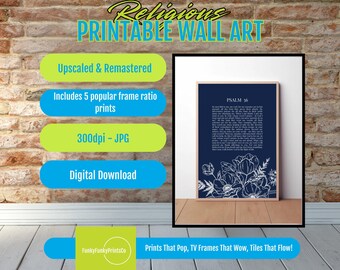 Psalm 56 Bible Verse Wall Art – Floral Christian Scripture Print, Trust in God Quote, Inspirational Faith Decor, Digital Download