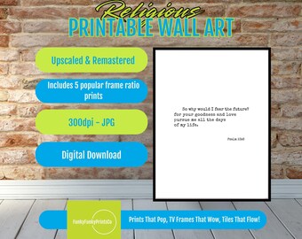 Psalm 23:6 Bible Verse Printable Wall Art – Christian Faith Scripture Decor, Surely Goodness & Mercy Quote, Religious Digital Download Print