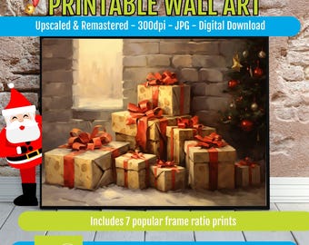 Christmas PRINTABLE Wall Art: Presents and Trees, Festive Holiday Decor, Holiday Decorations, Instant Digital Download