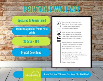 Invictus Poem Wall Art – William Ernest Henley Inspirational Quote Print, Modern Typography PRINTABLE Decor for Office or Home, Perfect Gift