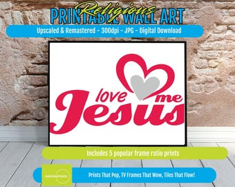 Modern Calligraphy Faith Decor – Inspirational Religious Wall Art Print, Love Me Jesus Digital Art, Instant Download for Home Decor
