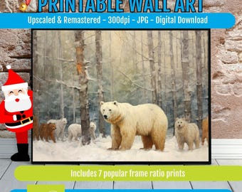 Cozy Snowy Woods Printable Wall Art – Rustic Cabin Winter Forest Scene, Nordic Nature Landscape Poster, Hygge Lodge Digital Download Artwork