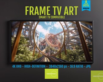 Theme Park Digital Download – 4K Roller Coaster POV Art for Samsung Frame TV, Vintage Amusement Park Decor, Thrill Ride Wall Art, 1069