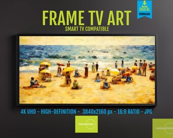Summer FRAME Tv Art Claude Monet Impressionism Nautical Artwork | Vintage Coastal Painting | Art for Samsung FRAME Tv  | 4K HD 16x9, 1001