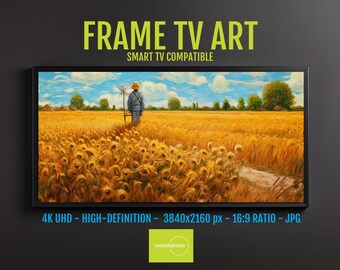 Samsung FRAME tv Van Gogh Inspired - Digital Scarecrow Tv Screensaver | Vintage Fall landscape |  Spooky Art for Halloween | 4k HD 16x9
