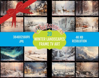 Winter Landscape Digital Art Bundle for Samsung  Frame TVs - 20 Stunning 4K Ultra HD Images - Christmas Wall Art, Cozy Home Decor Download