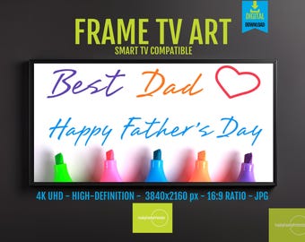 4K Art for Samsung Frame TV Father's Day Gift, Digital Download, Modern Dad TV Art, HD Screensaver, 16x9 Anniversary Decor, 18