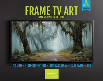 Misty Forest Landscape Art for Samsung Frame TV: Tranquil Nature Escape (Digital Download)