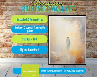 Christian Abstract Jesus Print, Minimalist Faith Art, Modern Spiritual Decor, Contemporary Savior Illustration, Digital Download