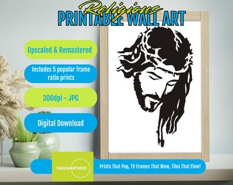 Christian Wall Art Printable Monochrome Crown of Thorns, Modern Religious Decor, Contemporary Faith Inspired Instant Download