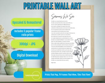 Edgar Guest Poem Print: Sermons We See, Floral Inspirational Art (Digital Download)