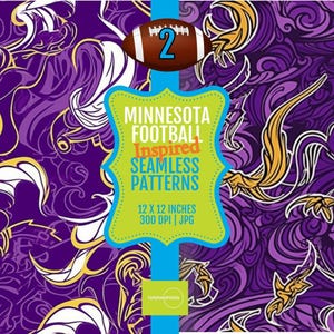 Minnesota Football Seamless Pattern Tiles: Purple & Gold (Set of 2) (Digital Download)
