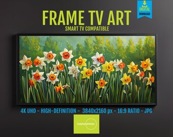 Samsung FRAME TV March Birth Flowers 4K– Daffodil Inspired Screensaver, Vibrant Botanical Art, Flower Garden Digital TV Decor