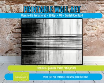 Abstract Painting Black White Modern Wall Art, Large Minimalist Monochrome Canvas, Contemporary Geometric Print, Unique Home Decor