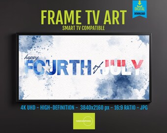 Patriotic 4th of July Watercolor Art - Samsung Frame TV Digital Download