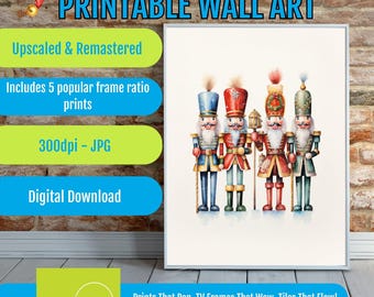 Christmas Nutcracker Print, Festive Wall Decor, Digital Download Art, Holiday Decor Print, Printable Christmas Wall Art, Seasonal Gift Idea