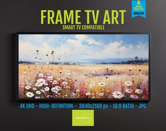 Meadow Landscape Wall Art - Vibrant Flowers and Rolling Hills