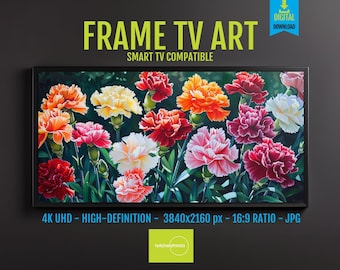 Samsung Frame TV Art: Bright Carnations Garden - 4K Digital Download