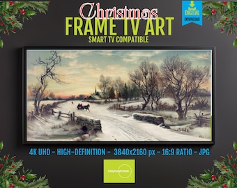 Winter Scene Art Print: Snow Road and Pastel Sky - Digital Download