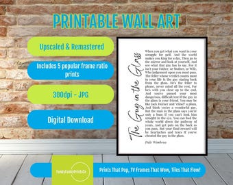 Guy in the Glass Poem Printable Inspirational Wall Art by Dale Wimbrow, Motivational Self Reflection & Personal Growth Decor