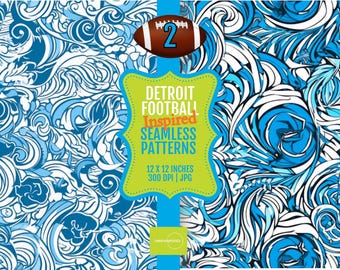 12x12 Seamless Tiles Detroit Football Colors Digital Papers - PRINTABLE Patterns - 300 DPI JPG Files, Instant Download Set