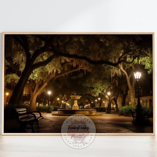 Savannah Print, Savannah Ga, Forsyth Park Fountain, Savannah Georgia Riverfront Line Art Printable Art, Savannah Photo Poster