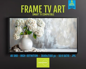White Hydrangea Vase - Samsung Frame TV Art (Digital Download)