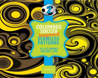 Digital Paper Sport Graphics Bold Yellow Black 12x12 Columbus Soccer Patterns, Modern Art for Creative Projects, Vibrant Colorful Design