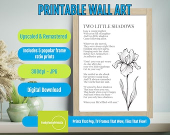 Minimalist Poetry Print: Two Little Shadows Verse, Black & White (Digital Download)
