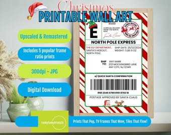 North Pole Express Santa Delivery Label Printable, Personalized Christmas Gift Tag for Kids, Santa’s Special Holiday Present Label