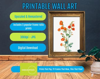 Mary Vaux Walcott Red Poppies PRINTABLE, Vintage Botanical Wall Art, Watercolor Floral Decor, Downloadable Nature-Inspired Home Gift