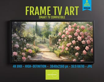 Vintage Rose Garden Samsung Frame TV Art - Farmhouse Floral Print