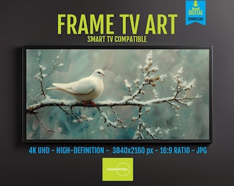 Winter Bird Art Print: Pastel Snowy Branch, Digital Download