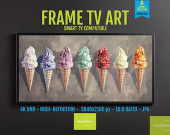 Ice Cream Cones Samsung Frame TV Art: Pastel Summer Decor (Digital Download)