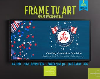 4th July Wall Art for Frame TV, Patriotic Digital Download, USA Independence Day Decor, Red White Blue 4K HD 16x9 Screensaver Art, 231