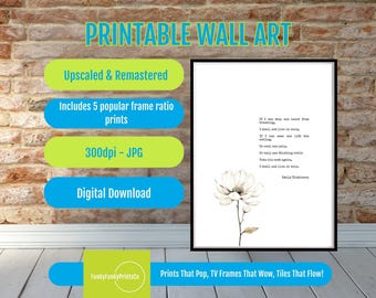 Poem Wall Decor Emily Dickinson PRINTABLE Poetry - Literary Art Digital Download, Book Lover Gift, Home Office Inspirational Quote
