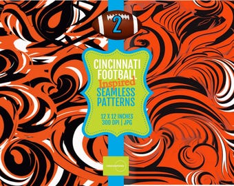 12x12 Seamless Tiles Cincinnati Football Colors Digital Papers, PRINTABLE Patterns, 300 dpi JPG, Seamless Design Download