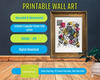 Kandinsky Abstract Digital Print, Bauhaus Geometric Wall Art, Modernist Color Composition Poster, Printable Museum Style Home Decor Download