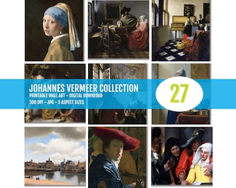 Vermeer Prints Set: Dutch Golden Age Vintage Art (Digital Download, Multiple Sizes)