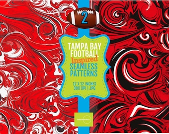 PRINTABLE Tiles 12x12 Tampa Bay Football Colors Seamless Pattern Set - Digital Papers - Tile Art - 300 DPI, Instant Download for Crafts