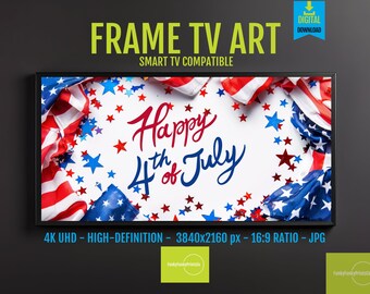 Stars Stripes Decor for Samsung Frame TV Art - Patriotic Independence Day Digital Artwork | USA 4th of July Holiday Room Decor, 240